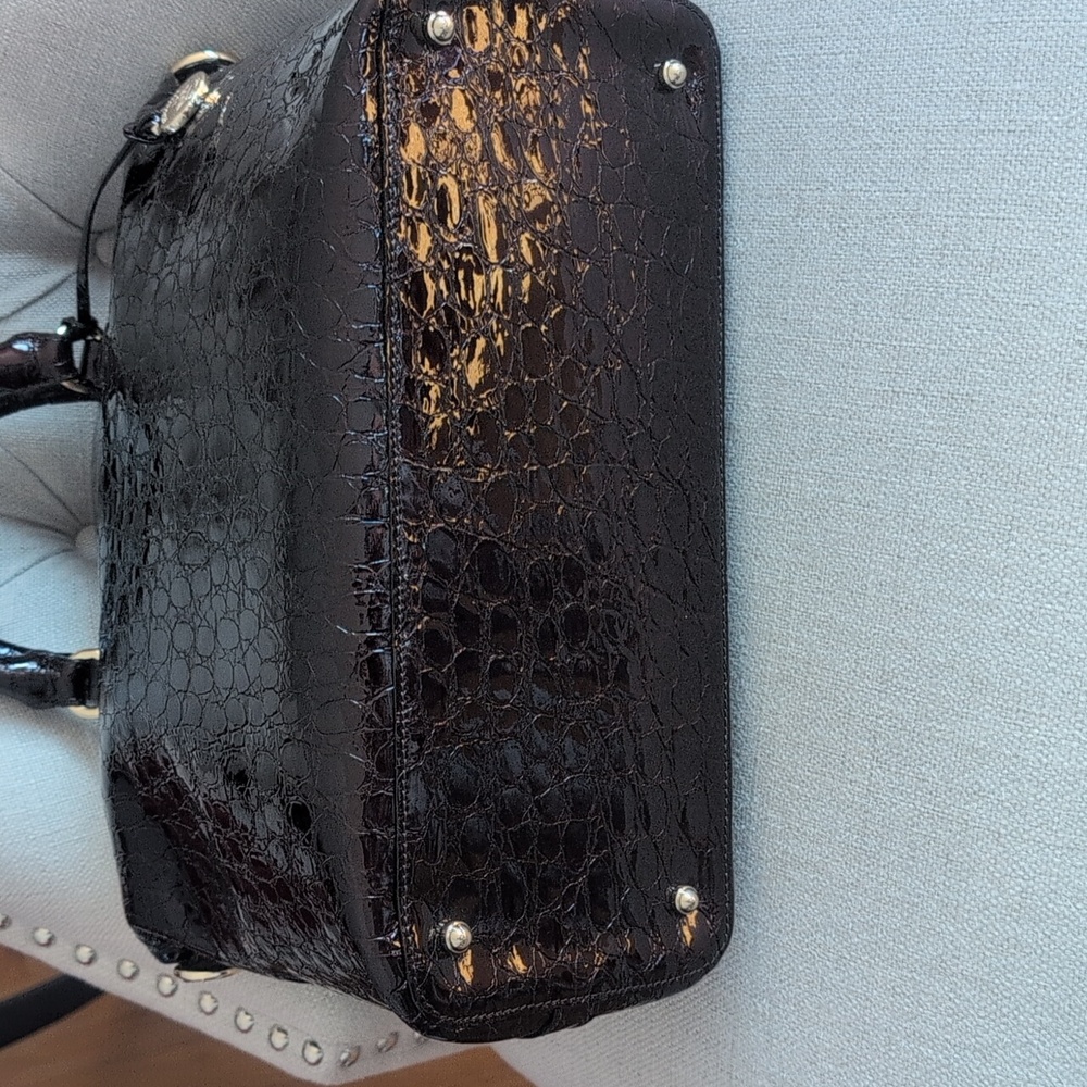 Brahmin Glossy Burgundy Color Croc-Embossed Tote - Picture 7 of 14